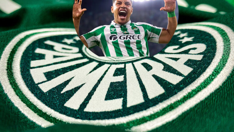 Manto do palmeiras com a foto de Vitor Roque