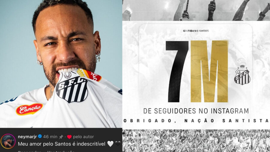 ‘Efeito Neymar’ coloca Santos FC em ascensão nas redes sociais e ameaça a liderança do top 3 brasileiro