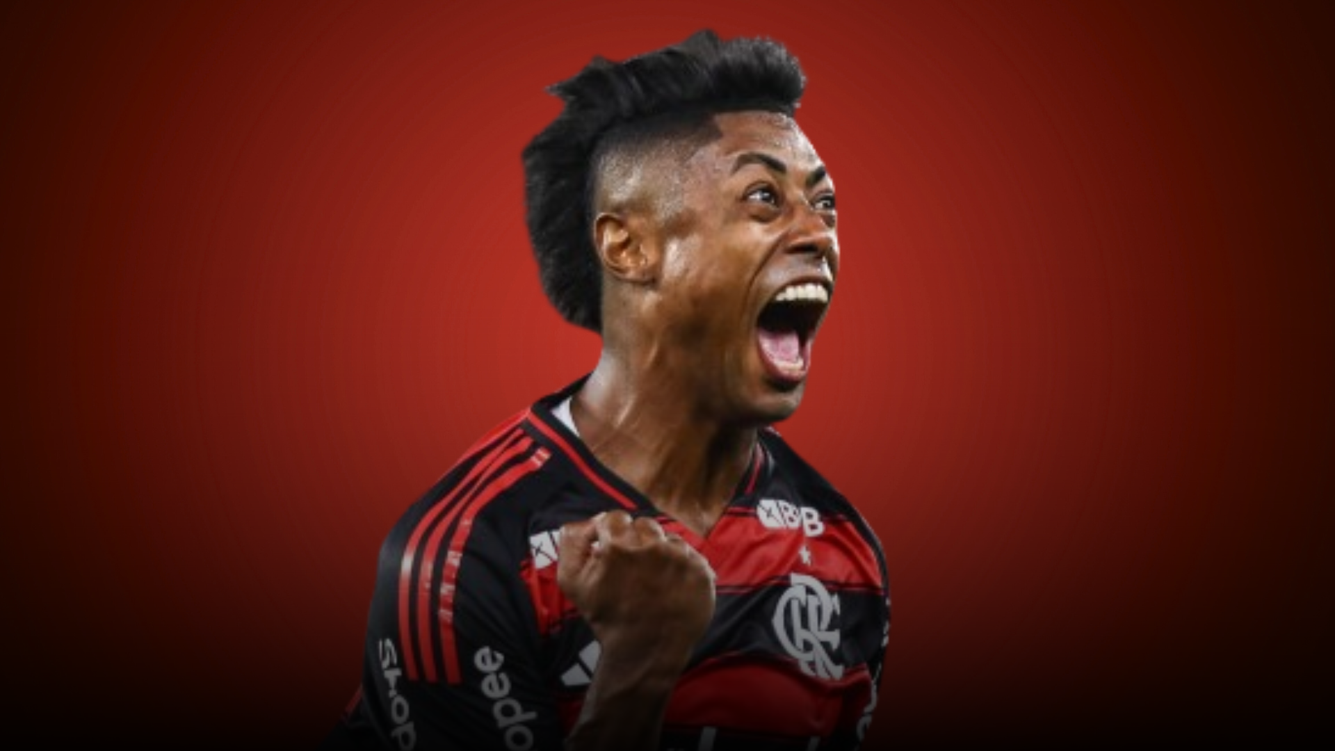 Bruno Henrique em arrancada com a camisa rubro-negra