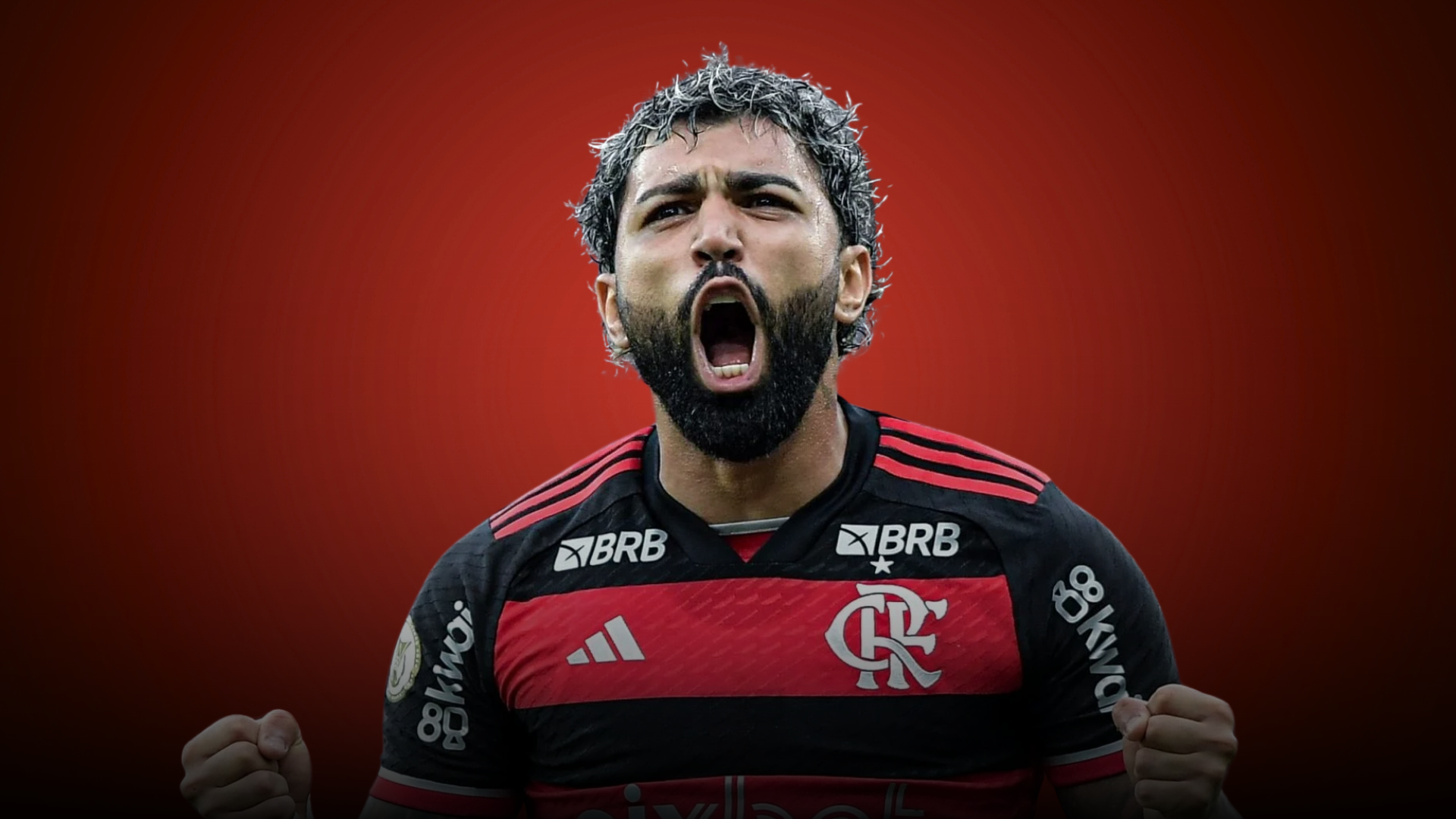 Gabigol comemorando gol na final da Libertadores de 2019