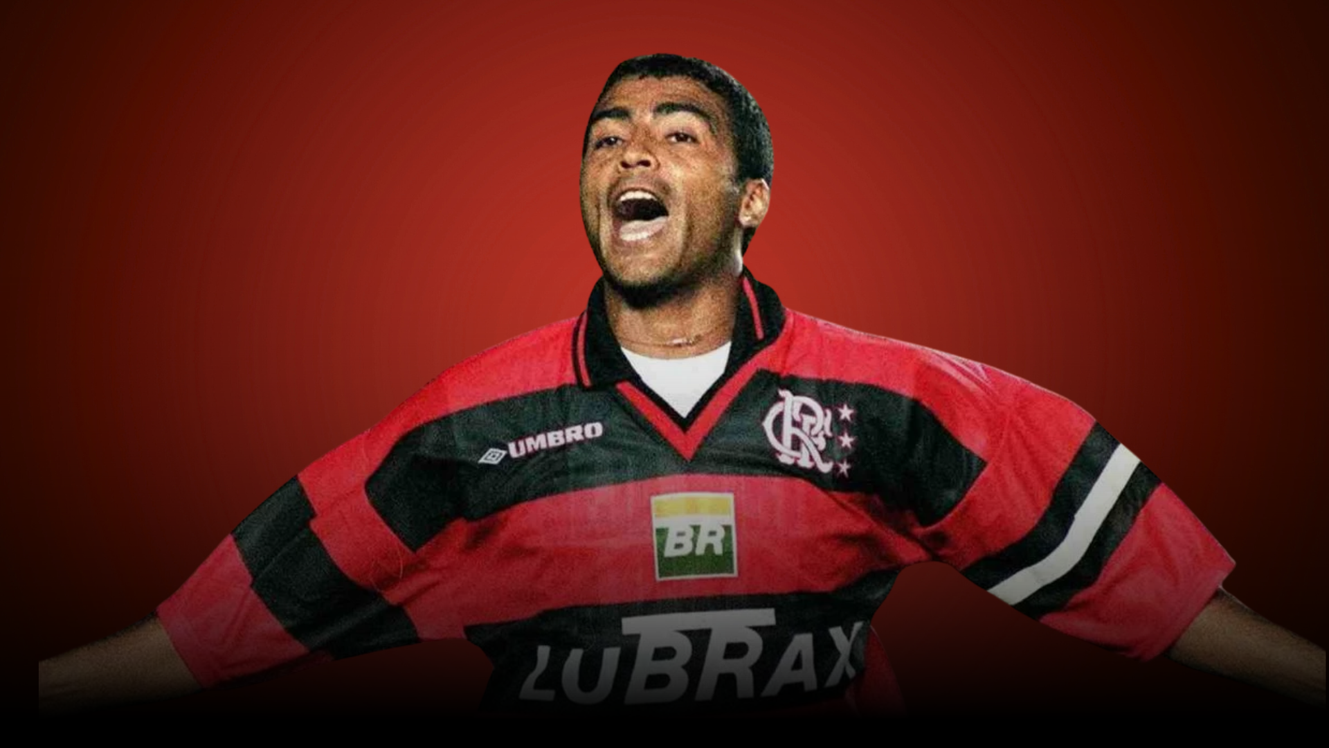 Romário comemorando gol pelo Flamengo