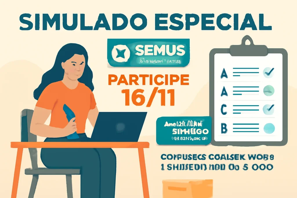 Simulado Especial SEMUS Nova Iguaçu: participe 16/11, 40 questões grátis para treinar antes das provas previstas em 23/11, concurso com 452 vagas e salários até R$ 5.000