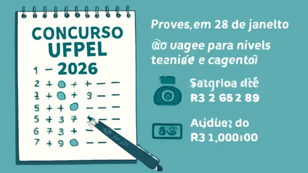 Concurso UFPel 2026: provas em 25 de janeiro, 09 vagas para níveis técnico e superior, salários até R$ 9.523,96 e auxílio de R$ 1.000,00