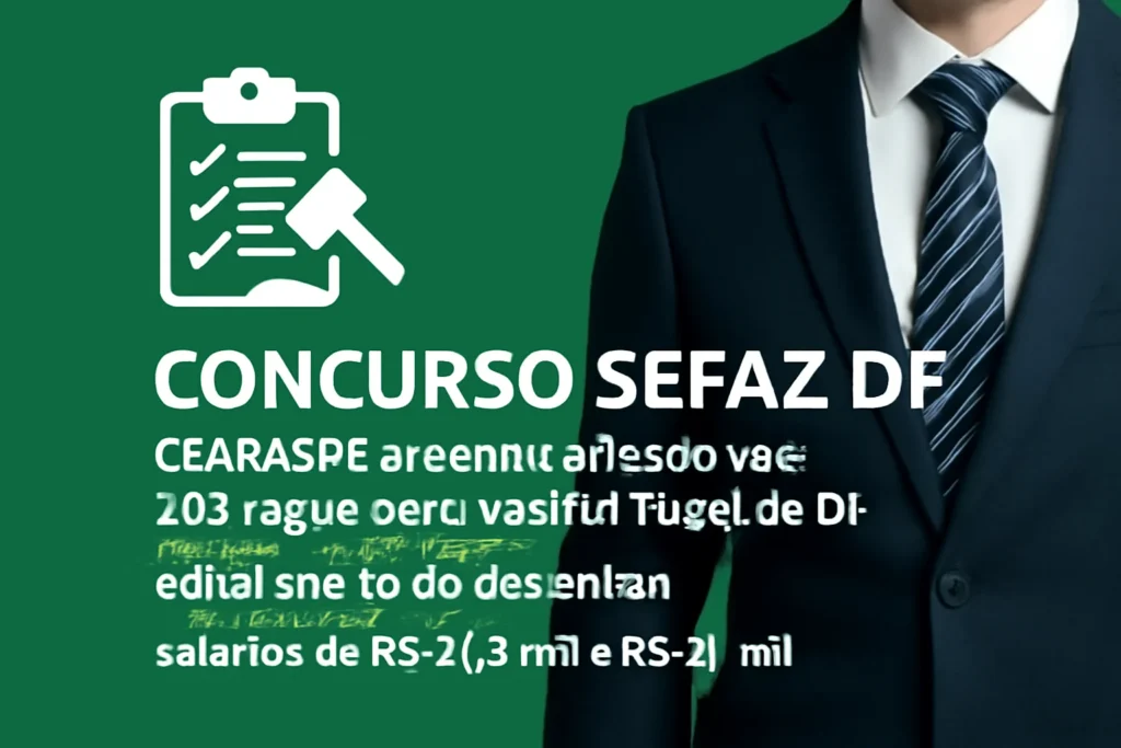 Concurso Sefaz DF: Cebraspe organiza seleção com 265 vagas para Auditor Fiscal do DF, edital até 10 de dezembro, salários de R$ 21,8 mil a R$ 31 mil