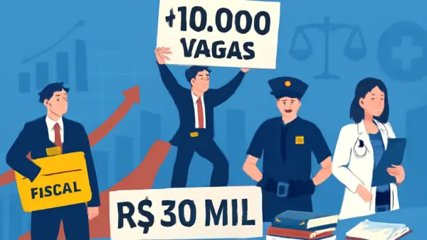 Concursos 2026: mais de 10 mil vagas previstas, editais em fiscal, tribunais, policiais e saúde, com salários de até R$ 30 mil, saiba como se preparar