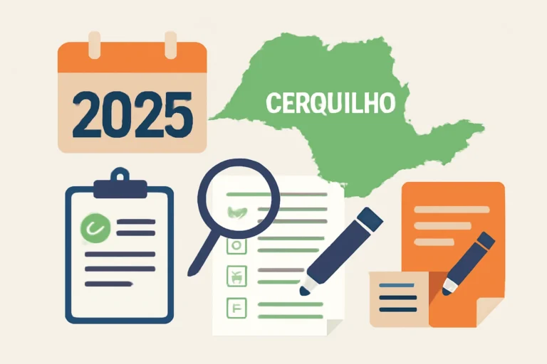 Concurso Cerquilho SP 2025: resultados e etapas oficiais, confira vagas divulgadas, retificações do edital, provas objetivas, discursivas e práticas detalhadas