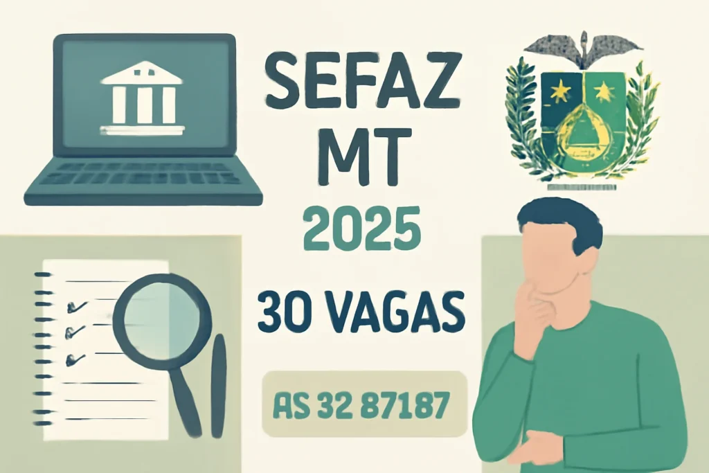 Concurso Sefaz MT 2025: FCC será a banca, 30 vagas para Fiscal de Tributos Estaduais, remuneração inicial de R$ 32.971,87 e orientações para estudar