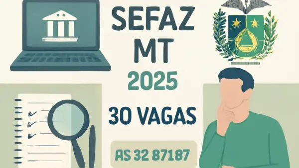 Concurso Sefaz MT 2025: FCC será a banca, 30 vagas para Fiscal de Tributos Estaduais, remuneração inicial de R$ 32.971,87 e orientações para estudar