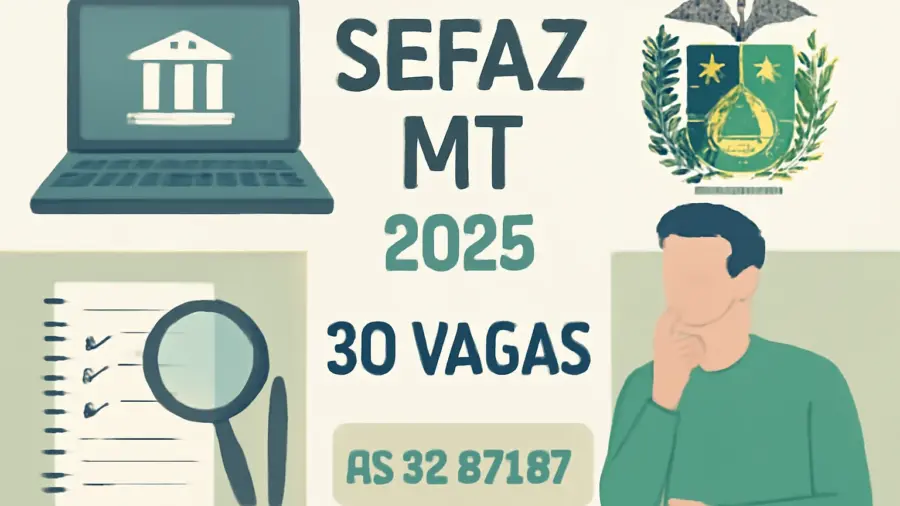 Concurso Sefaz MT 2025: FCC será a banca, 30 vagas para Fiscal de Tributos Estaduais, remuneração inicial de R$ 32.971,87 e orientações para estudar