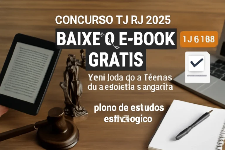 Concurso TJ RJ 2025: Baixe o E-book GRÁTIS com tudo para Técnico de Atividade Judiciária, cupom TJRJ100 e plano de estudos estratégico