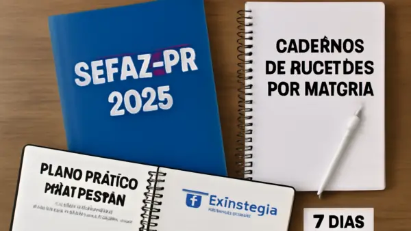 Guia de Estudos Sefaz PR 2025, Cadernos de Questões por Matéria, Plano Prático para Passar e Acesso no SQ do Estratégia com 7 dias grátis