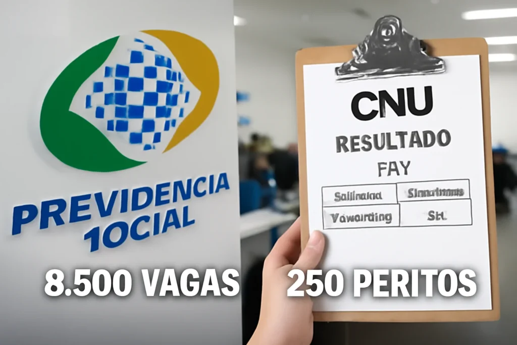Concurso INSS 2026: FGV libera resultado do CNU 2025, INSS solicita 8,5 mil vagas ao MGI, 250 Peritos convocados e cenário de nomeações