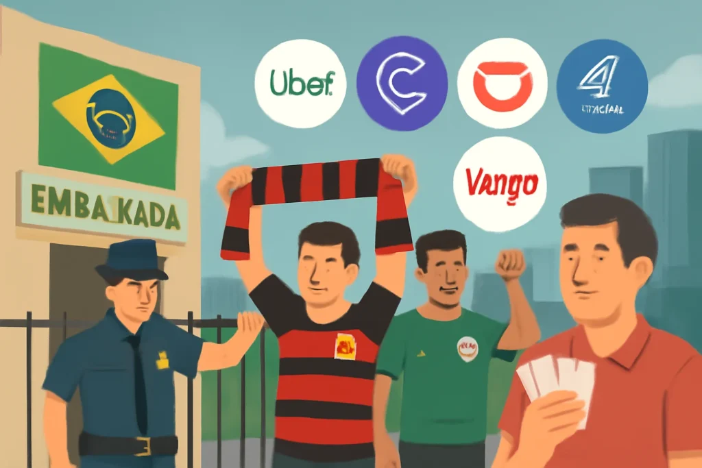 Embaixada do Brasil alerta torcedores de Flamengo e Palmeiras sobre segurança, cambismo e recomenda apps (Uber, Cabify, Didi, Yango, Satelital) para final da Libertadores