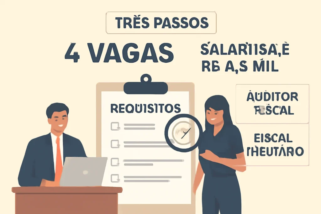 Concurso ISS Três Passos: 4 vagas, salários até R$ 8,3 mil, requisitos e atribuições detalhadas para Auditor Fiscal e Fiscal Tributário