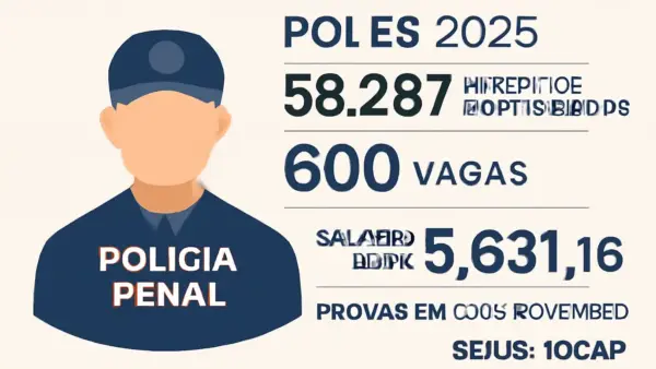 Concurso Polícia Penal ES 2025: 58.287 inscritos confirmados, 600 vagas, salário de R$ 5.631,16 e provas em 30 de novembro, SEJUS e IDCAP