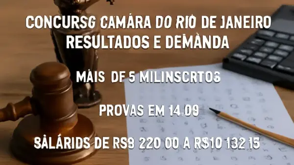 Concurso Câmara do Rio de Janeiro: resultados e demanda, mais de 5 mil inscritos, provas em 14/09, salários de R$5.220,90 a R$19.132,15