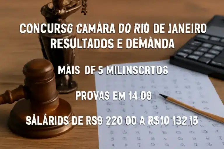 Concurso Câmara do Rio de Janeiro: resultados e demanda, mais de 5 mil inscritos, provas em 14/09, salários de R$5.220,90 a R$19.132,15