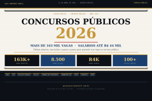 Concursos Públicos 2026: +160 Mil Vagas e Salários até R$ 44 mil