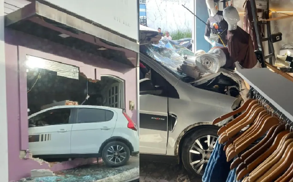 Simão Dias: Carro invade loja e deixa casal ferido em acidente chocante; veja detalhes e outros acidentes