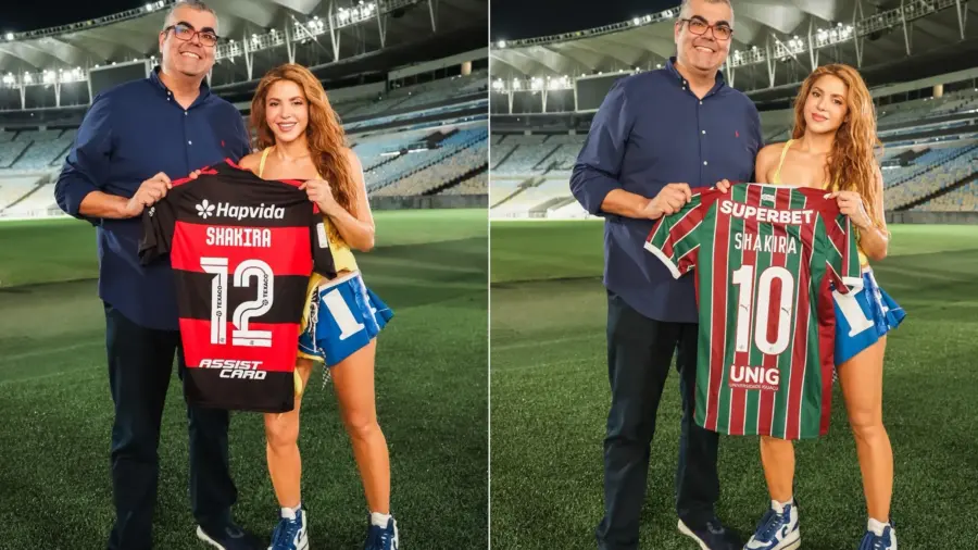 Shakira visita Maracanã, posa com camisas de Flamengo e Fluminense e aumenta expectativa de torcedores para o clássico Flamengo x Vasco no domingo