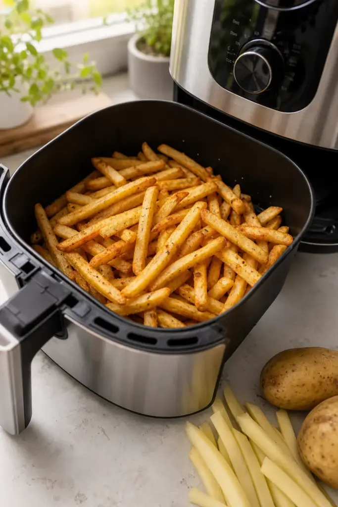 Batata frita crocante na air fryer em minutos