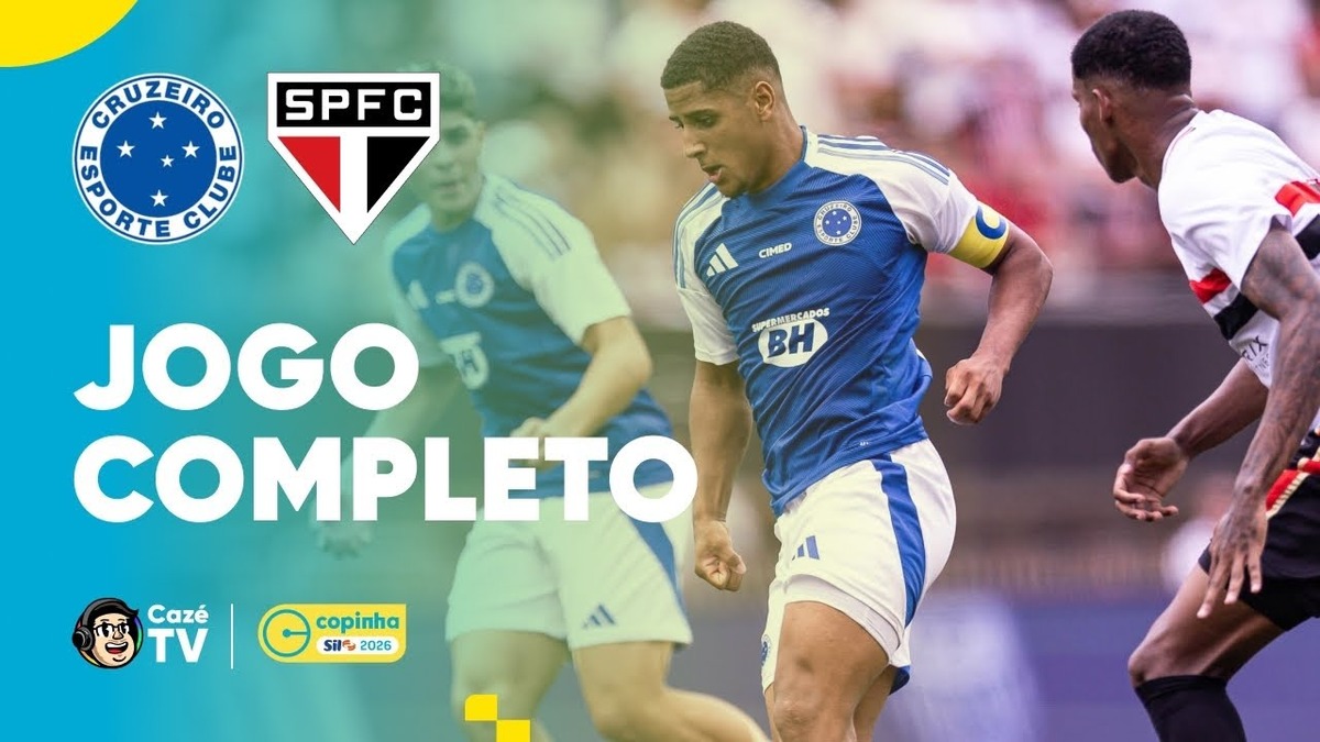 Imagem de transmissão oficial da CazéTV para Cruzeiro x São Paulo